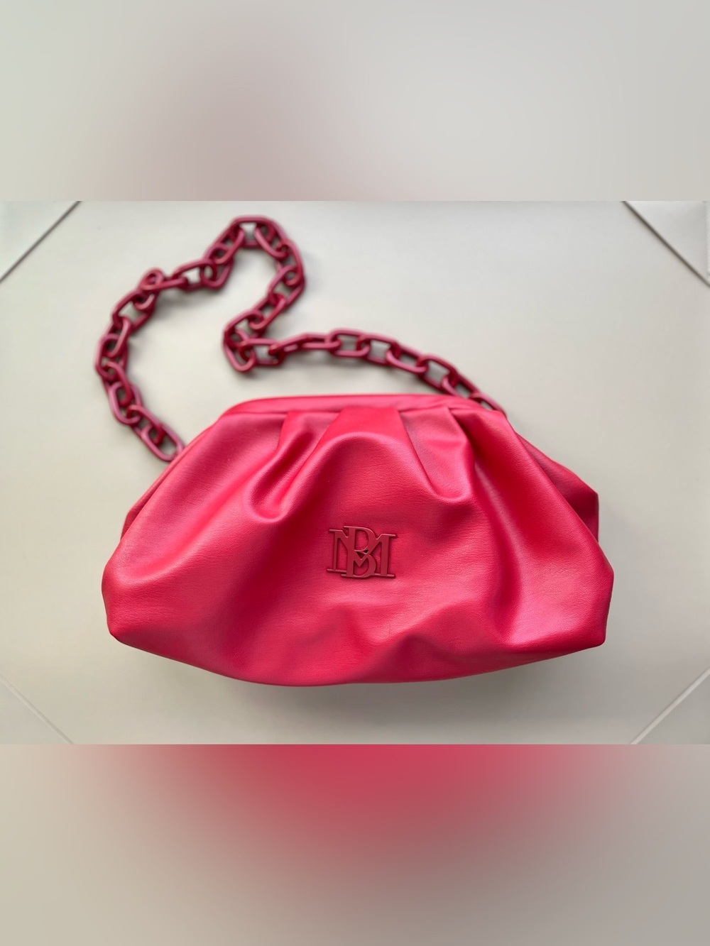 Badgley Mischka Red Clutch With Matching Chunky Chain